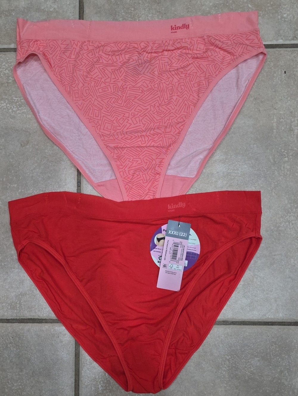 Kindly Women's Cotton Bikini Panties - Pink & Red (2-Pack)